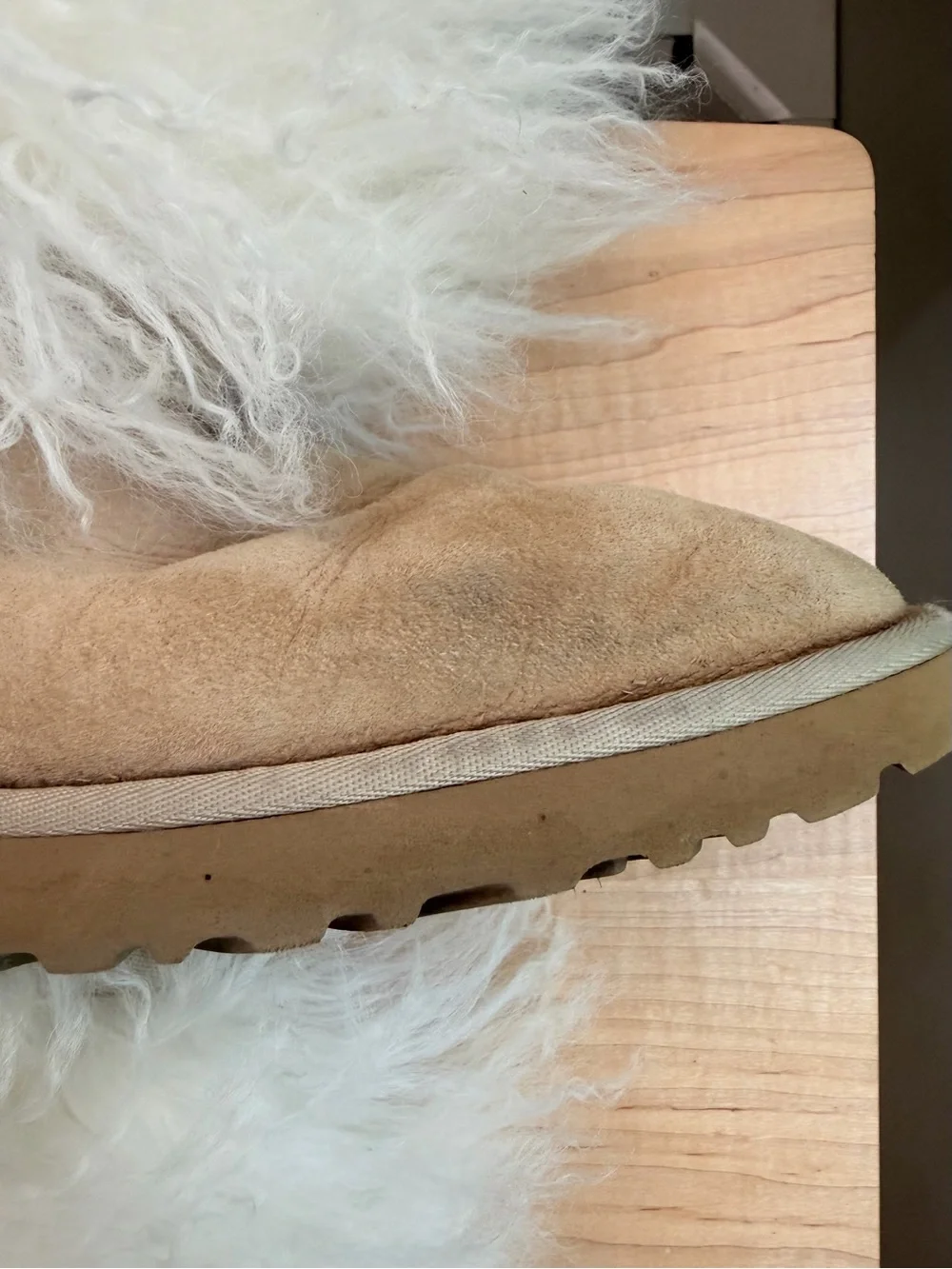 UGG Cream Sheepskin Cuff Short Suede Boots